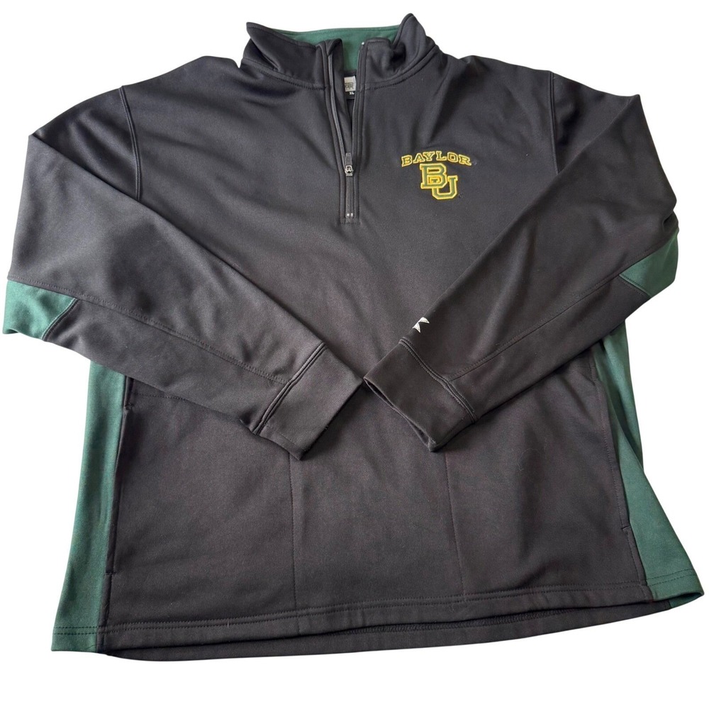 Baylor Bears Colosseum Quarter Zip Pullover Men's XL Black Green Performance